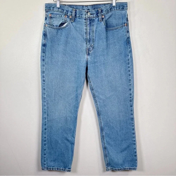 Levis Mens Size 36x30  Light Wash Slim Straight Jeans - Picture 2 of 16